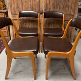 Set of 4 Scandinavian elm gondola chairs