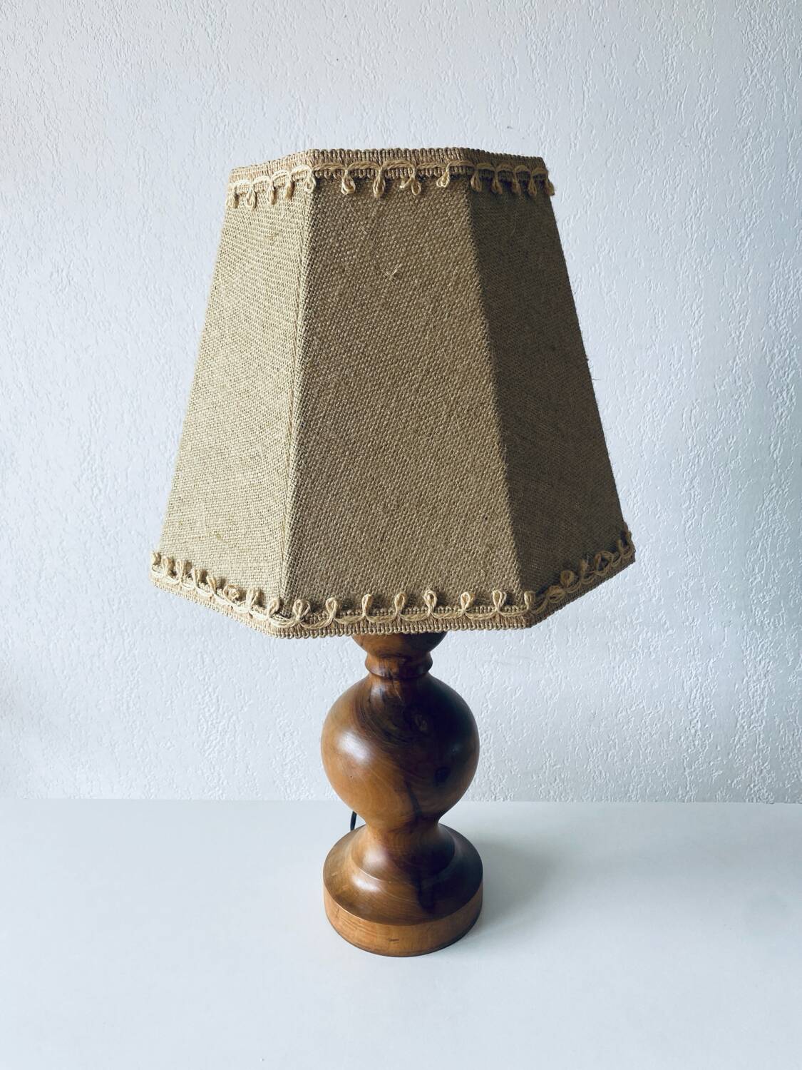 Turned wooden lamp base