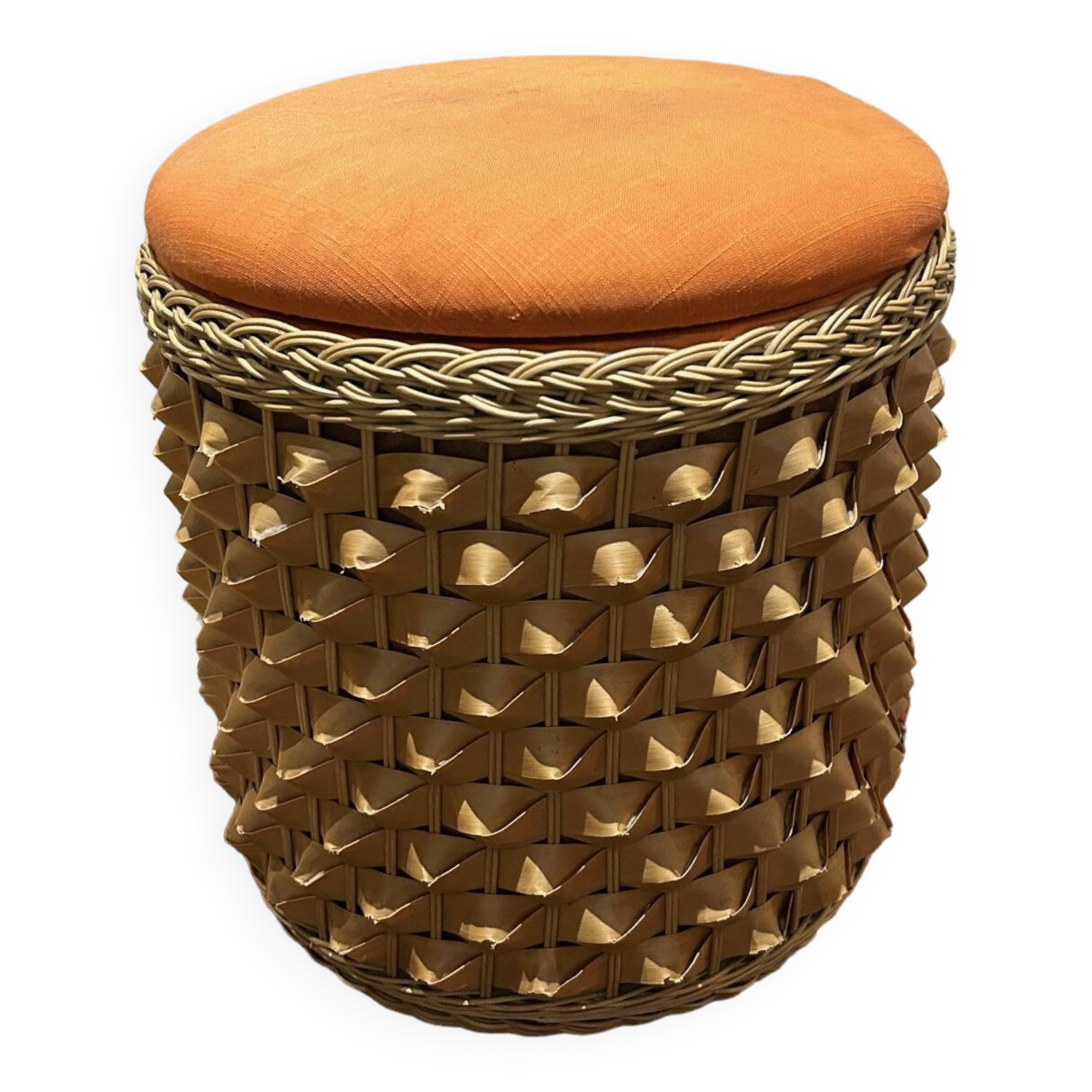 1970 wicker chest pouf