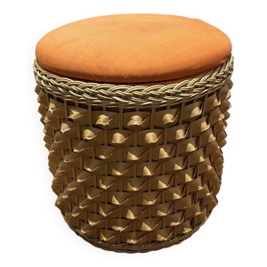 Pouf coffre en osier - 1970