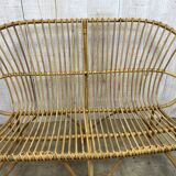 Vintage rattan bench