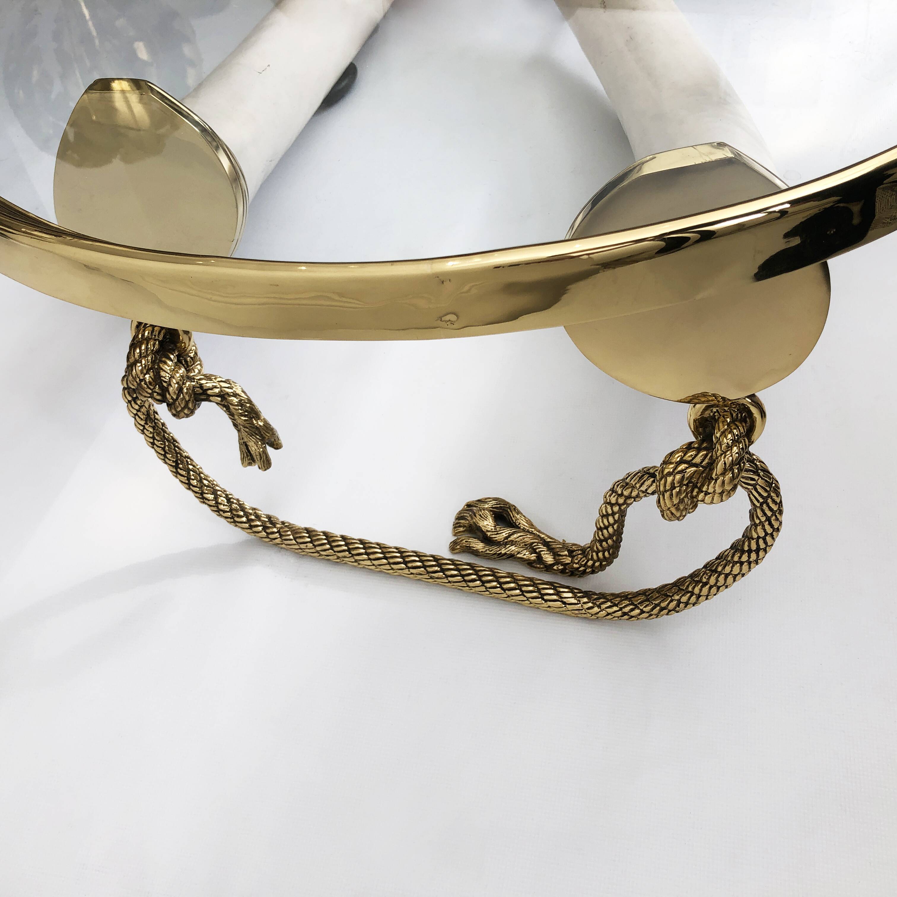 Italo Valenti Brass And Faux Elephant Tusks Coffee Table 1970s Glass Gold