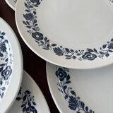 Set of 6 Sarreguemines Pyroblan flat plates - Porcelain with floral pattern