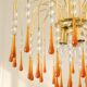 Vintage chandelier with amber pendants, Murano style.