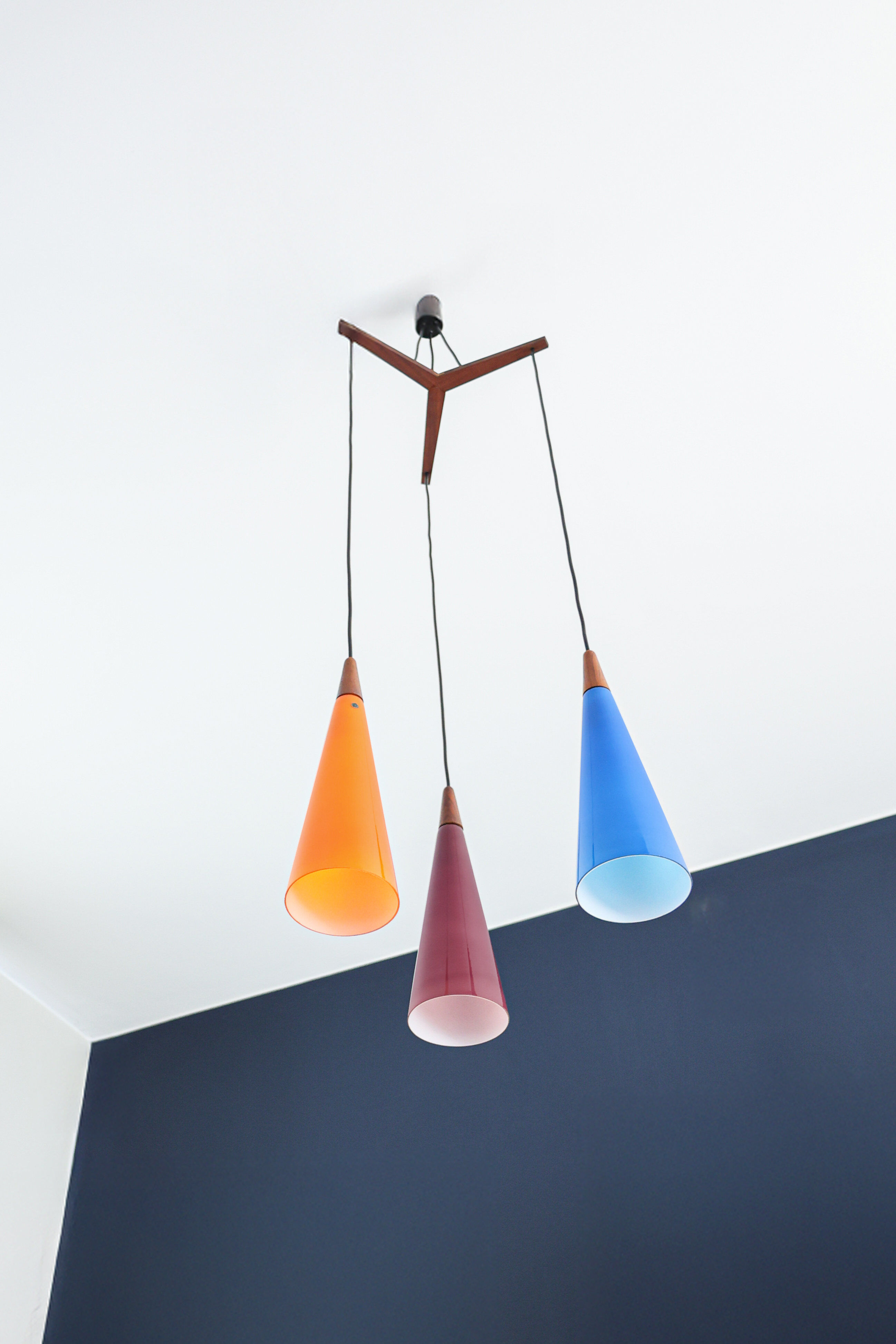 Vintage Holmegaard pendant lamp by E. Jacob, Denmark, 1960s.