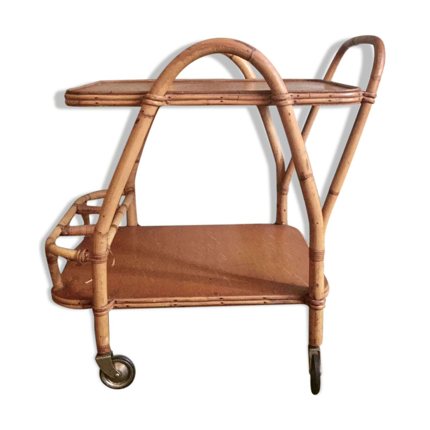 Bamboo rattan serving table