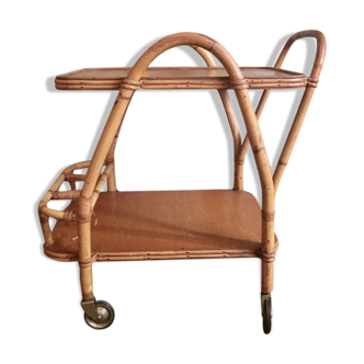 Bamboo rattan serving table