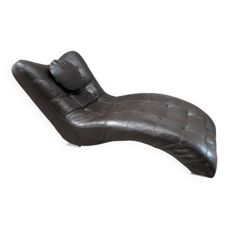 Italian design leather chaise longue from the 70s/80s