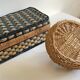 Ensemble de 2 paniers en rotin et corde vintage