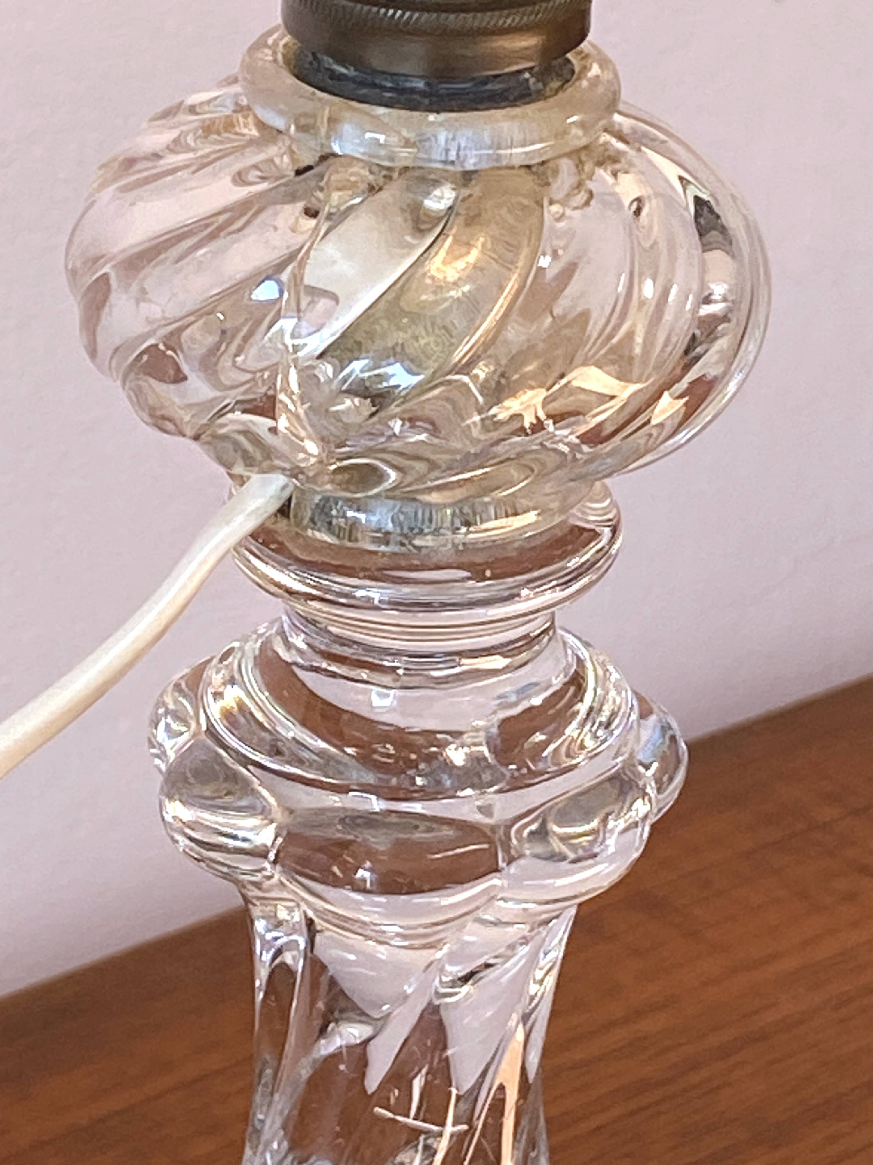 Impressive lamp base made of solid Baccarat crystal, bamboo torso model.