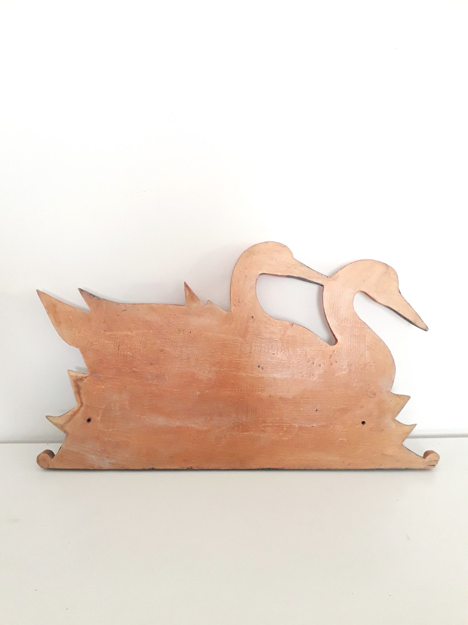 Vintage wall coat rack - Carved wood duck patterns - 1900