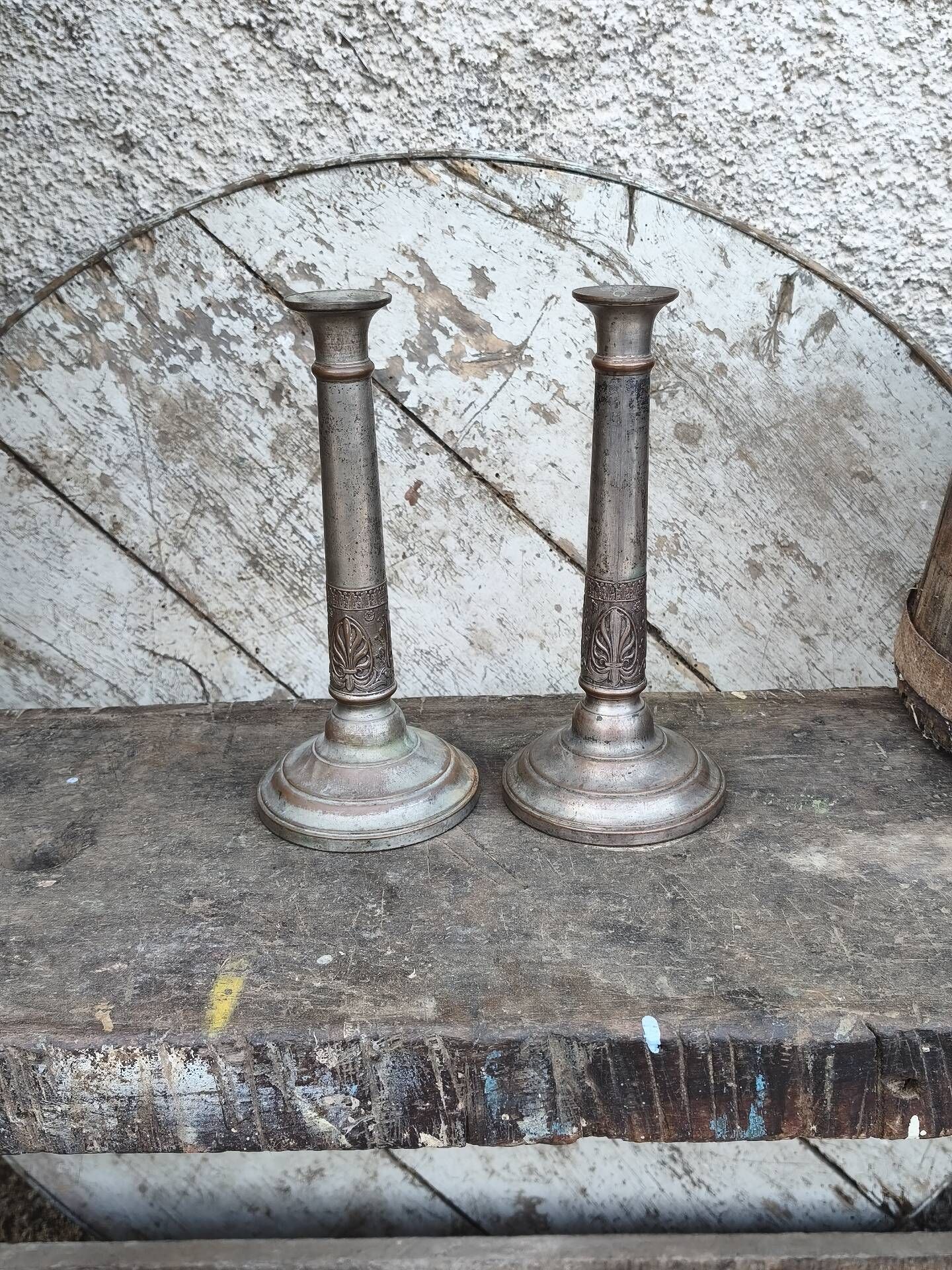 Pair of 19th-century copper candlesticks