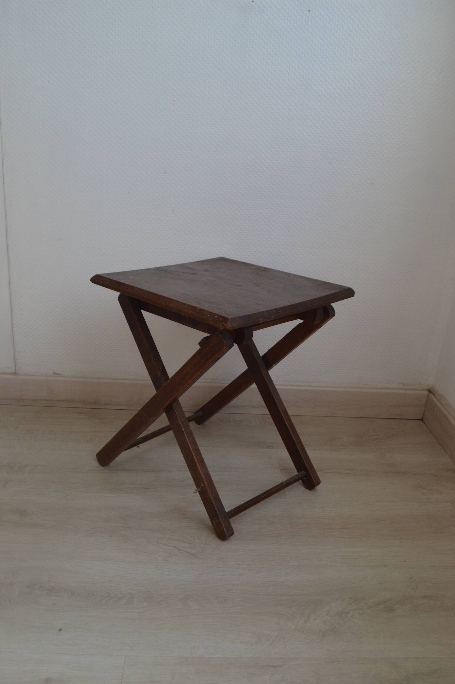 Folding wooden stool