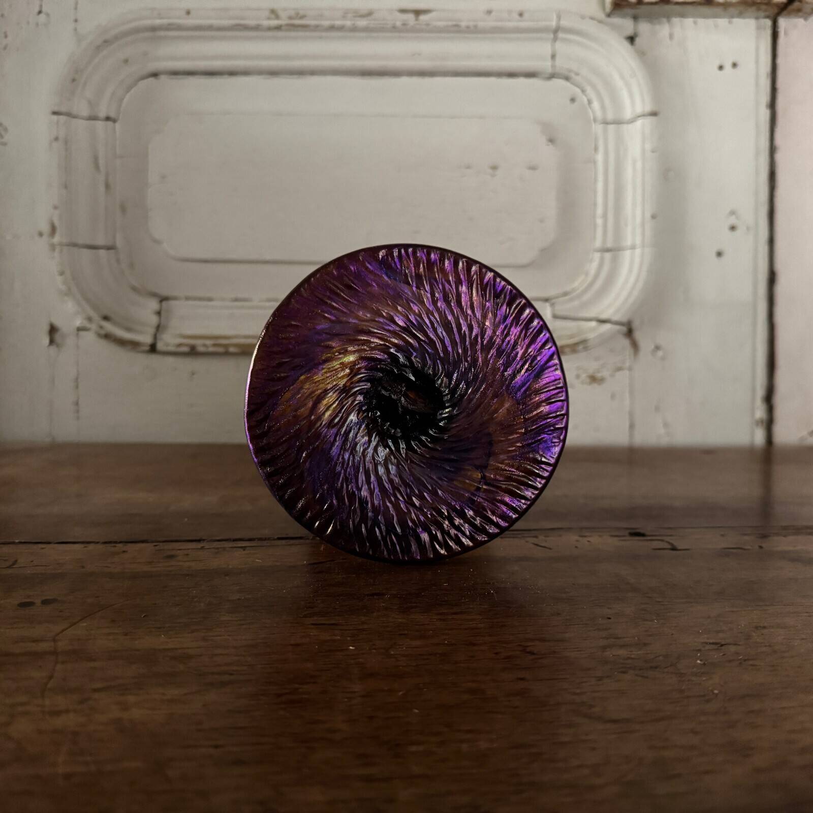Vase en pâte de verre irisé signé JP Mateus 1995