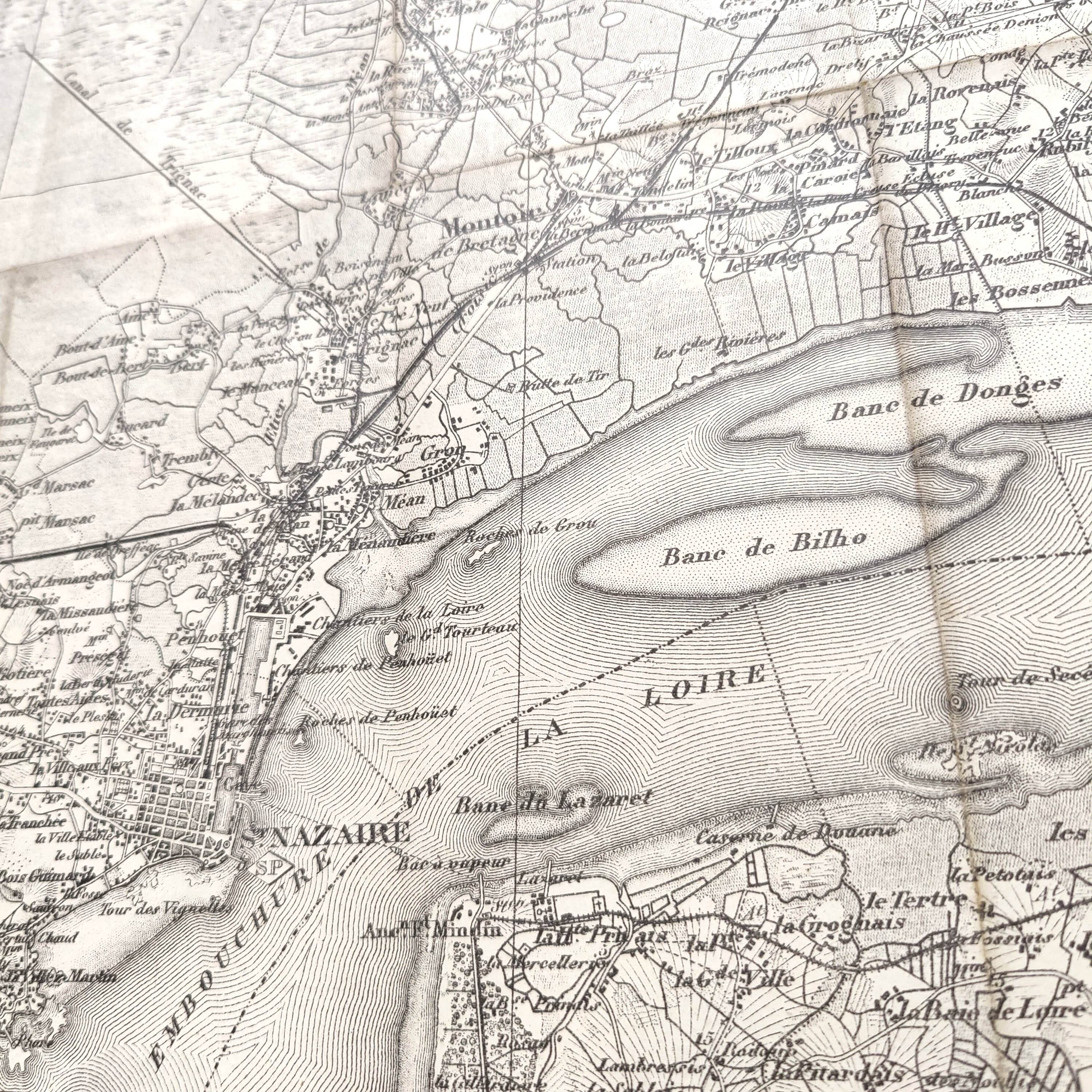 Old map Loire St Nazaire estuary late nineteenth