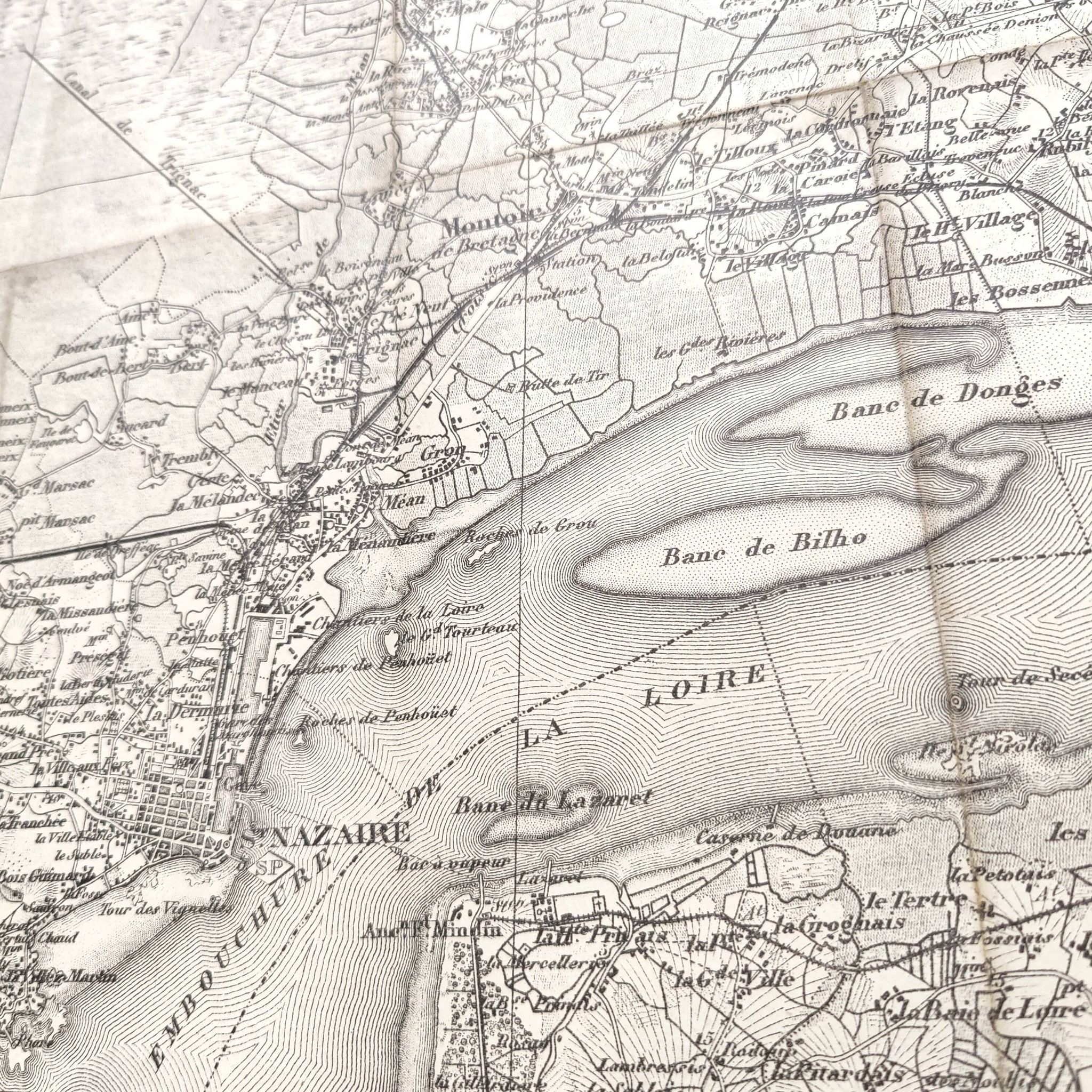 Carte ancienne estuaire Loire St Nazaire fin XIXème