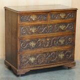 Victorian oak commode finely carved.