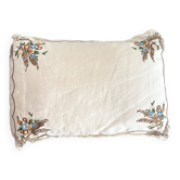 Coussin ancien en lin brodé