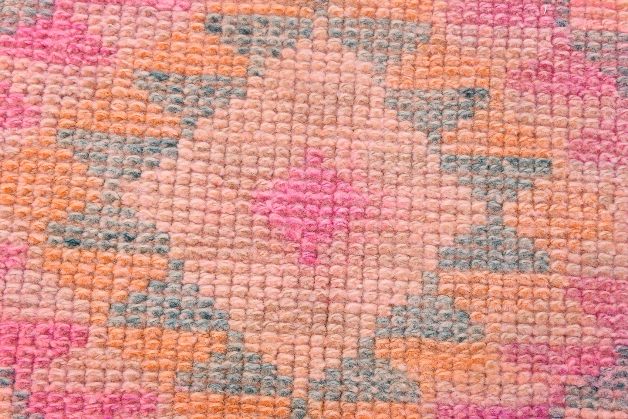 Peach & Pink Hallway Vintage Runner Rug, 84x310Cm