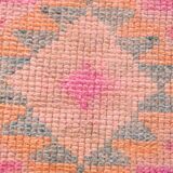 Peach & Pink Hallway Vintage Runner Rug, 84x310Cm