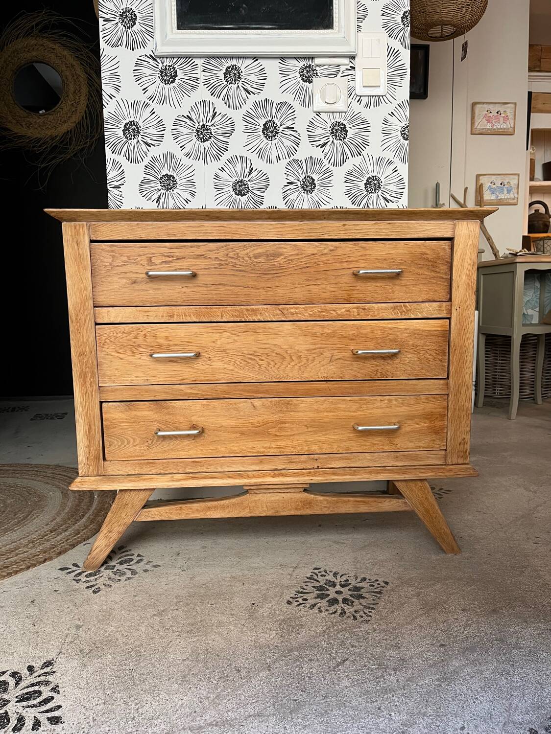 Commode Oscar bois et noir années 50-70 style scandinave