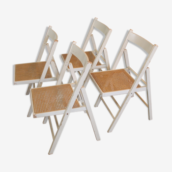 Set of four folding chairs cannate seats