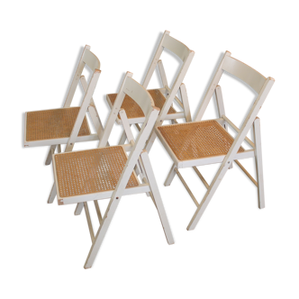 Set of four folding chairs cannate seats