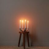 candle holder candlestick candelabra in aluminum silver metal Scandinavian decorative object