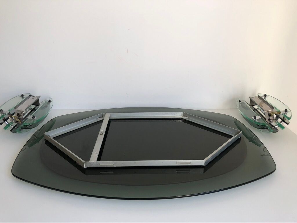 Veca mirror and 2 matching Veca wall lights made in Italy.