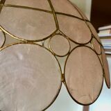 Suspension in pink mother-of-pearl and brass
