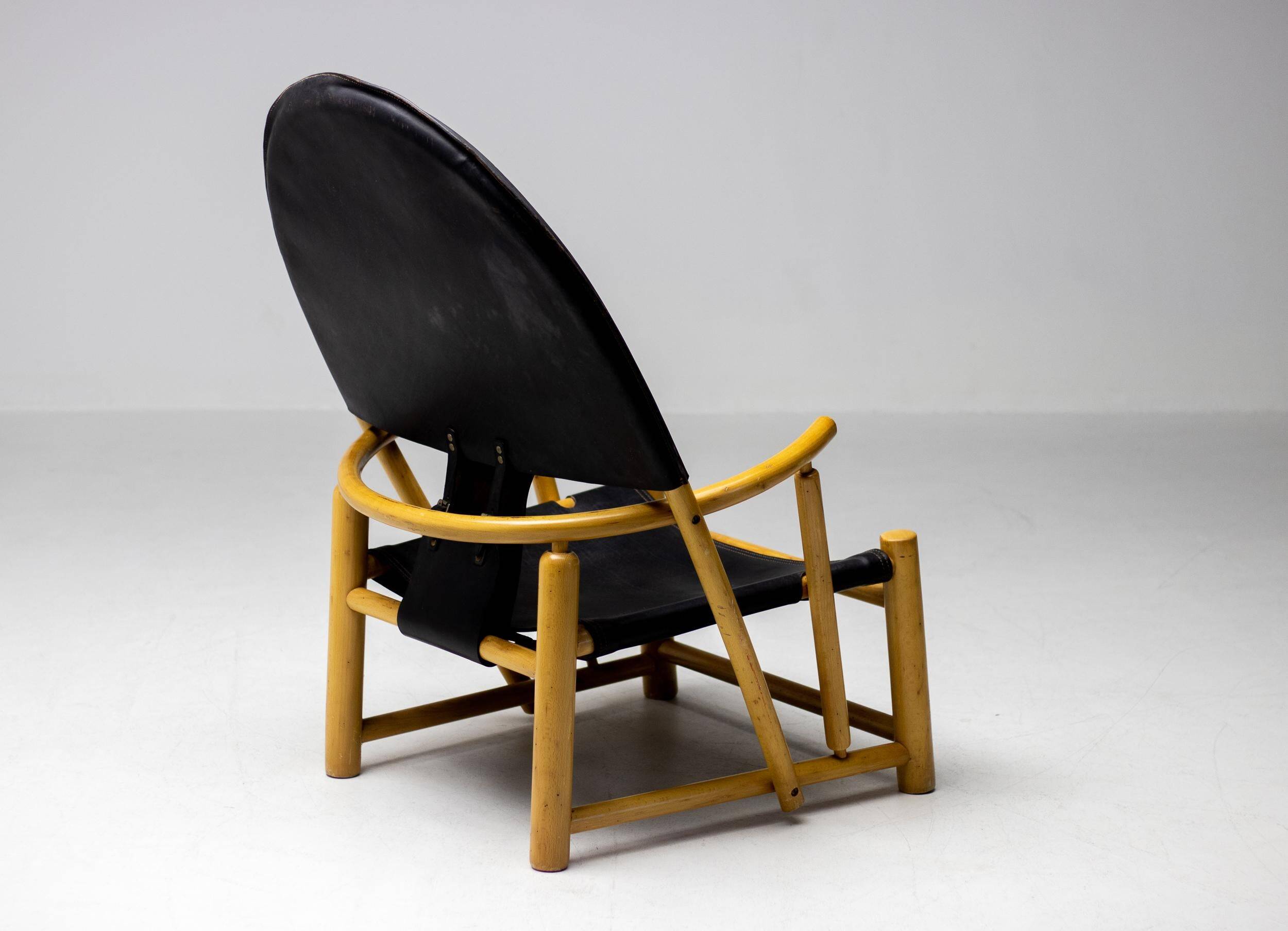 Piero Palange - G23 "Hoop" chair in Saddle black leather