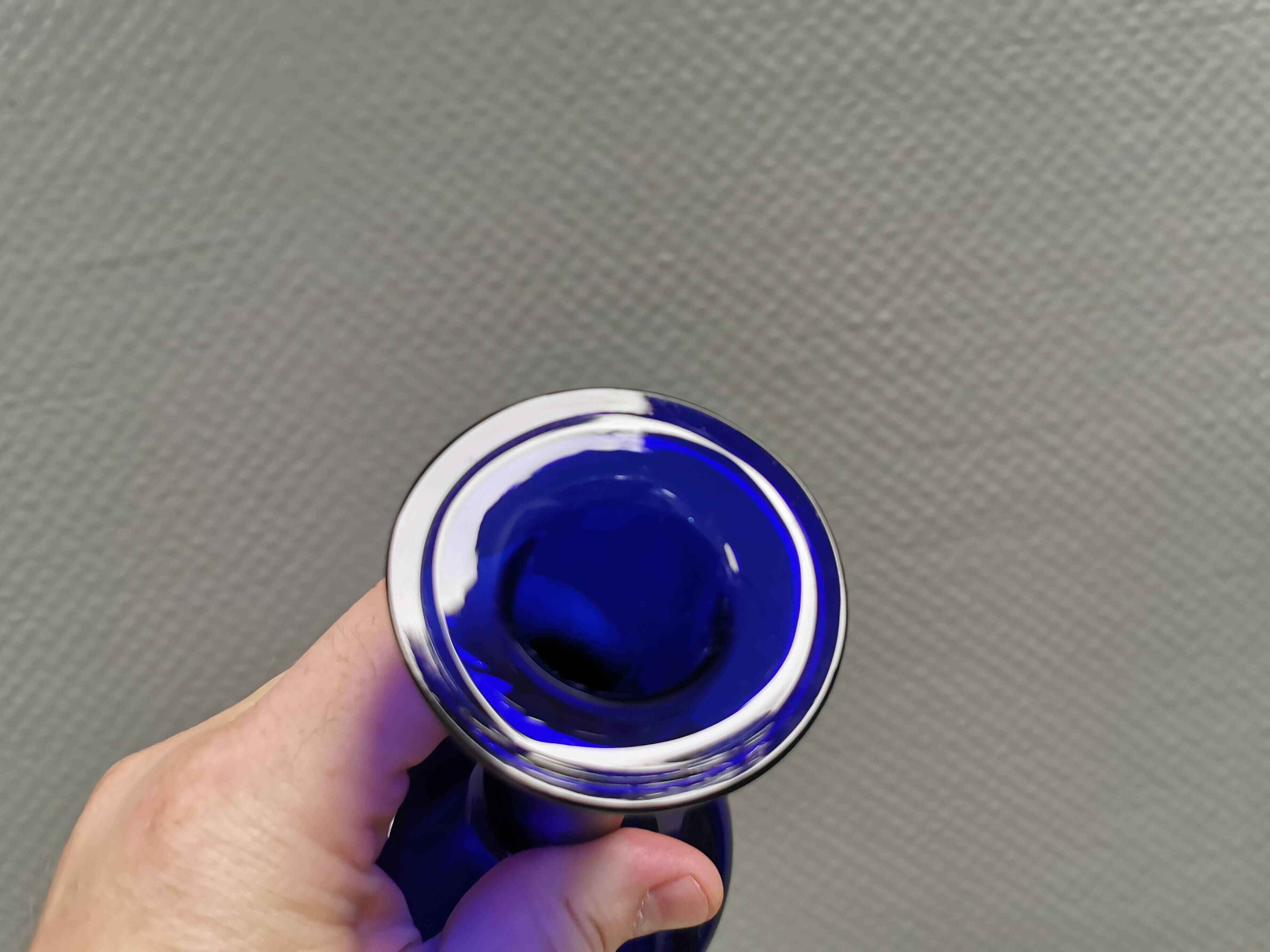 Huge blue glass vase by Otto Brauer for Holmegaard Denmark 1960s