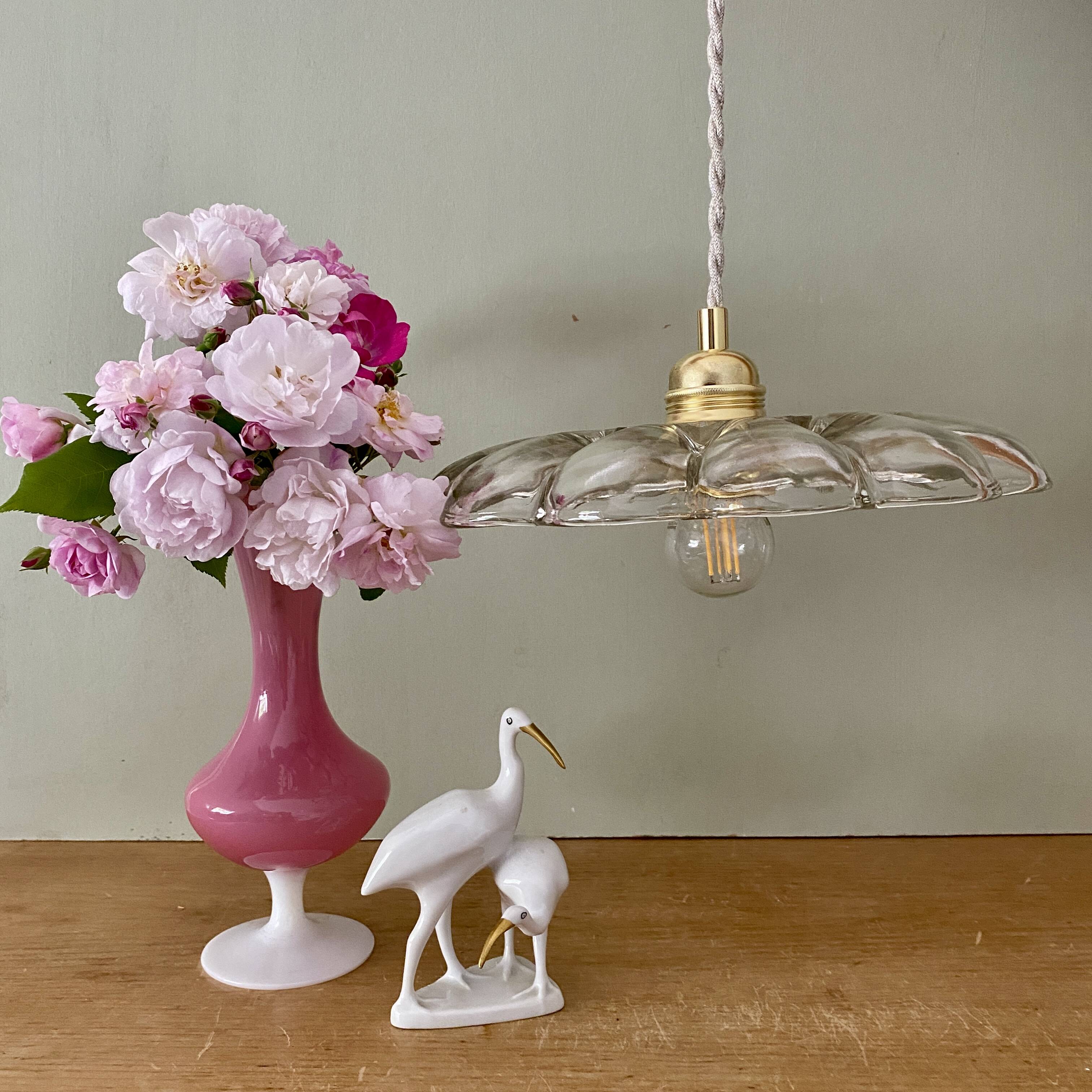 Vintage molded glass lampshade pendant light - tableware collection -