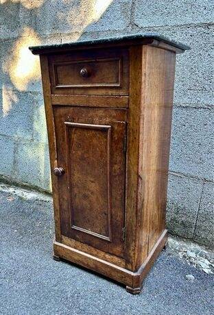 Petit chevet Meuble ancien Louis Philippe bois marbre