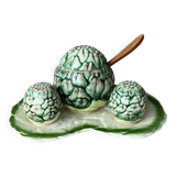 Salière, poivrier et moutardier en barbotine Fratelli Gialletti Italy