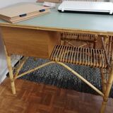 Bureau Louis Sognot et sa chaise en rotin