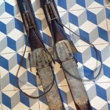 Paire de skis anciens en bois L=200cm