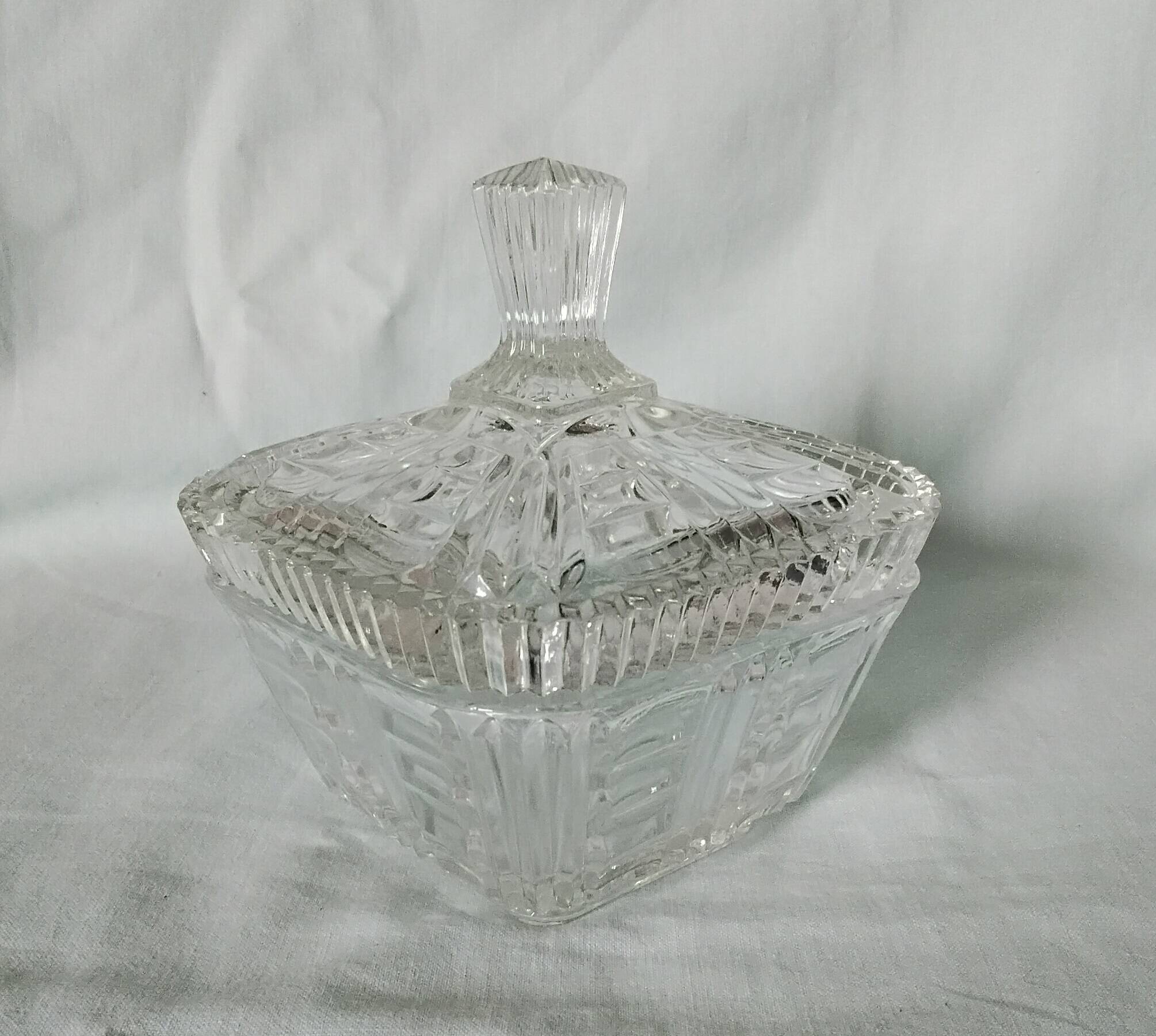 Cut glass sugar bowl