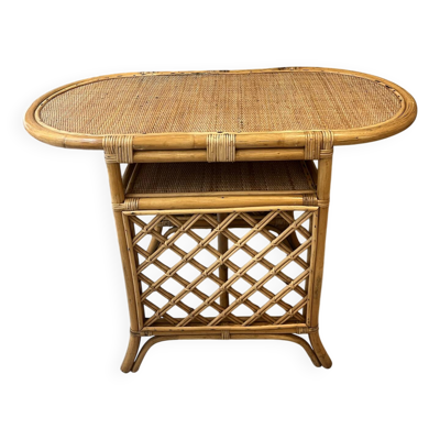 Table d'appoint, desserte en rotin, 2 niveaux