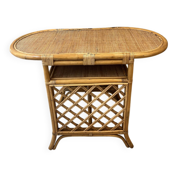 Table d'appoint, desserte en rotin, 2 niveaux