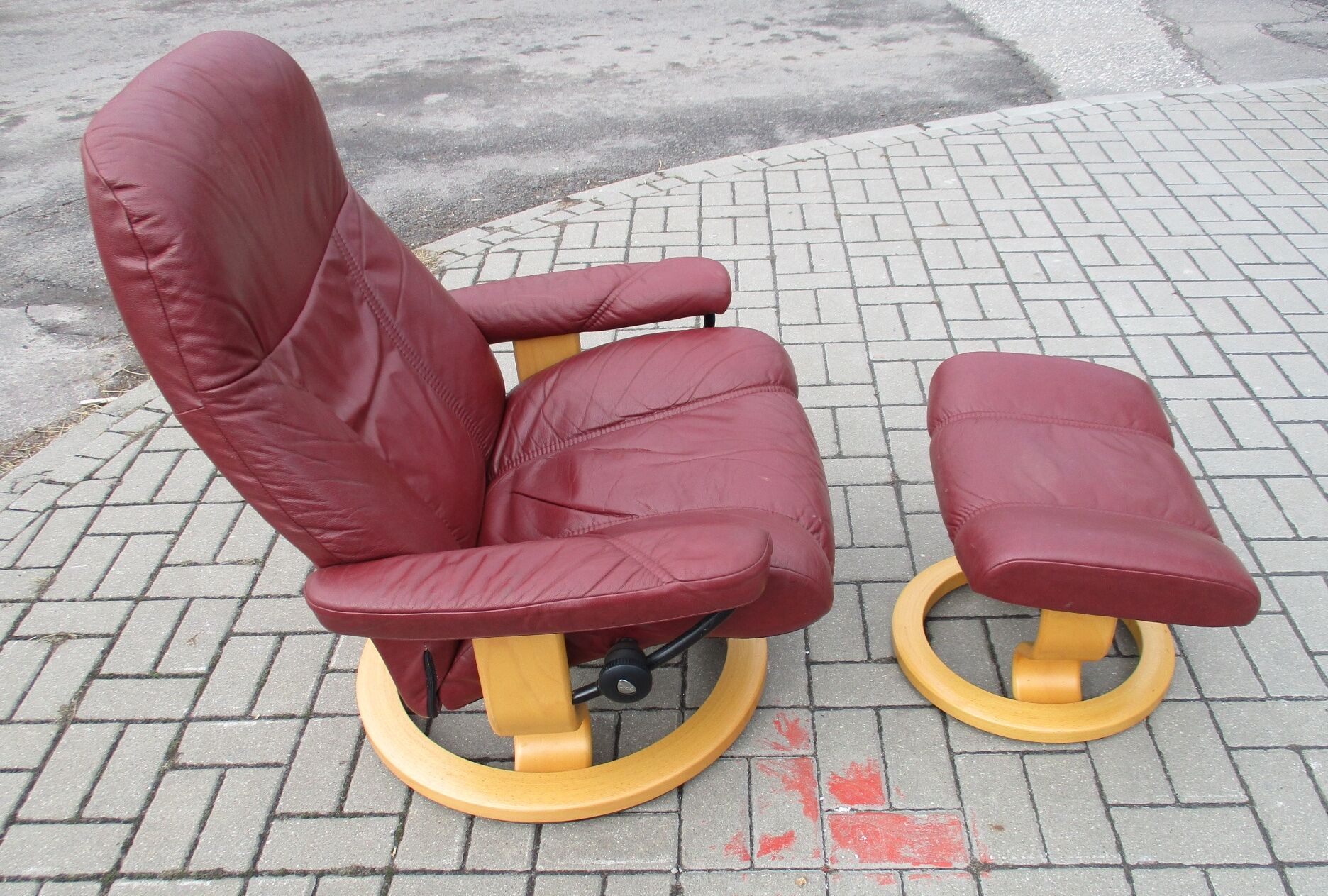 Armchair with Footstool, Stressless, Switzerland, 1970s
