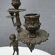 "Il mio bel foco" pair of candlesticks XIXth cherubs 3 torchieres