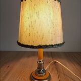 Solid brass candle holder lamp and vintage fabric