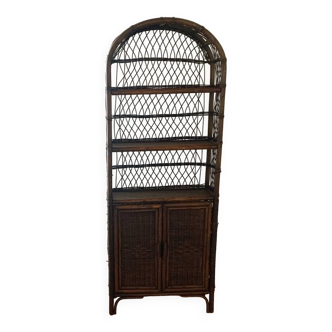 Vintage wicker and rattan bookcase