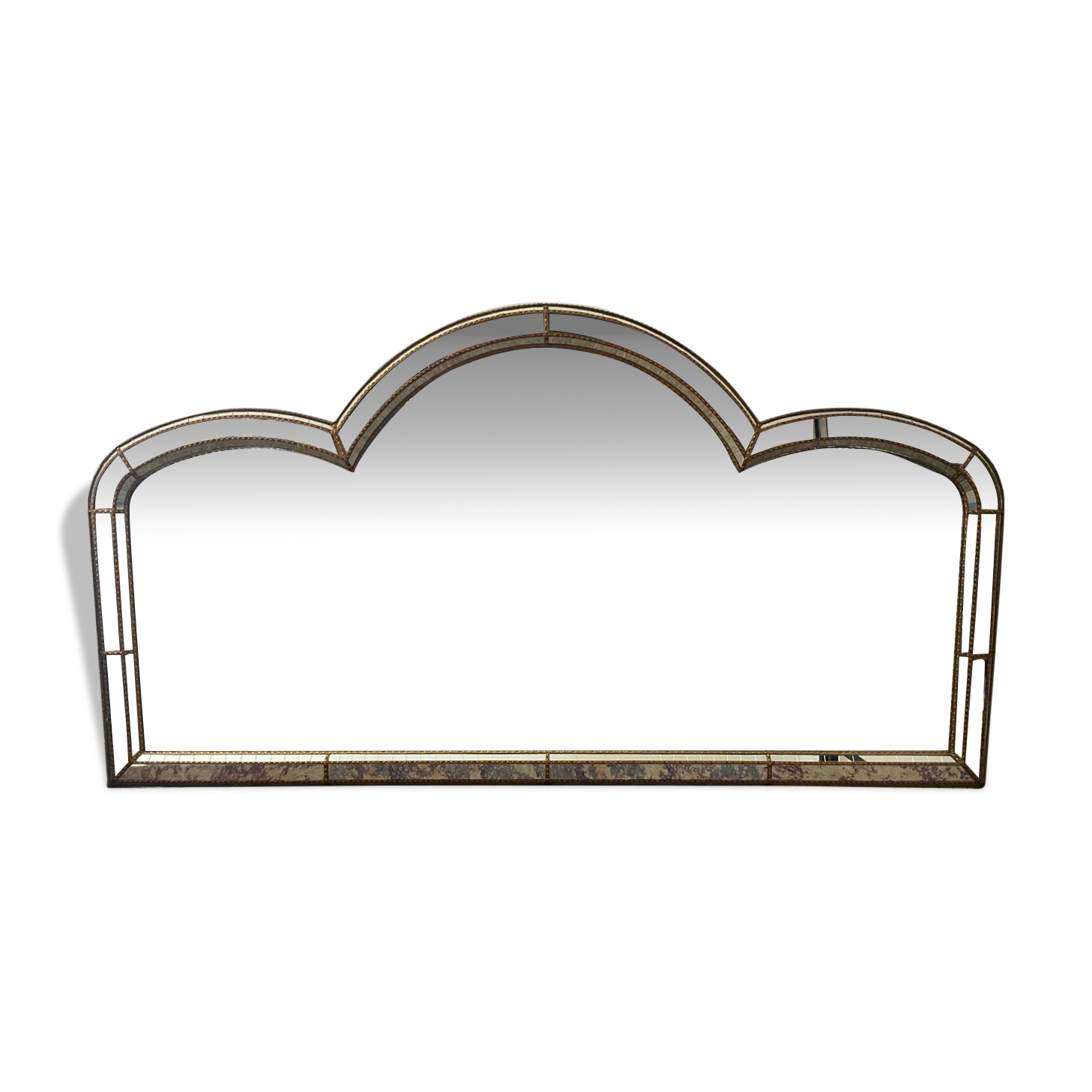 Large vintage brass and glazing bead mirror