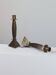 Pair of hand-hammered brass candlesticks in Memphis style.