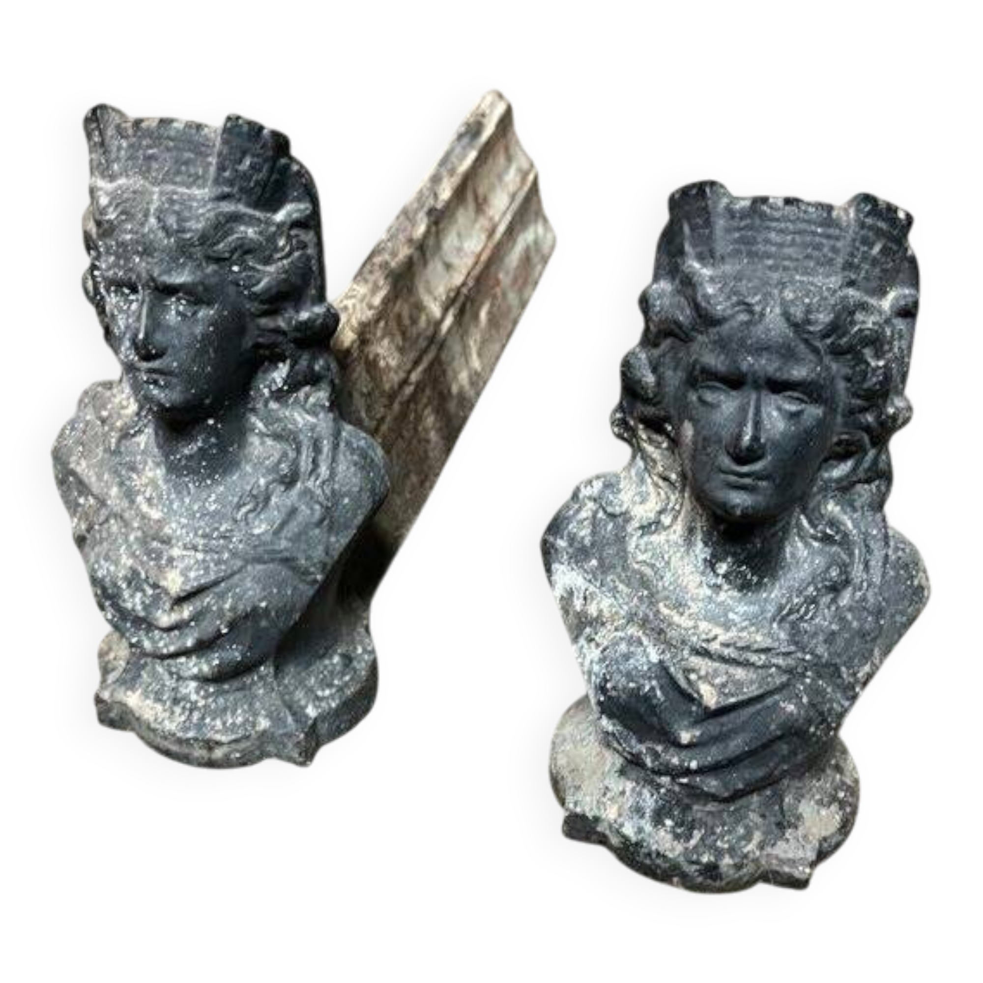 Pair of cast iron fire dogs from the 19th century