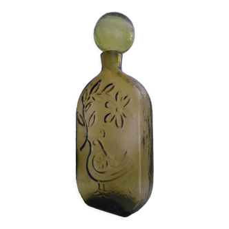 Carafe Empoli en verre pressé motif oiseau
