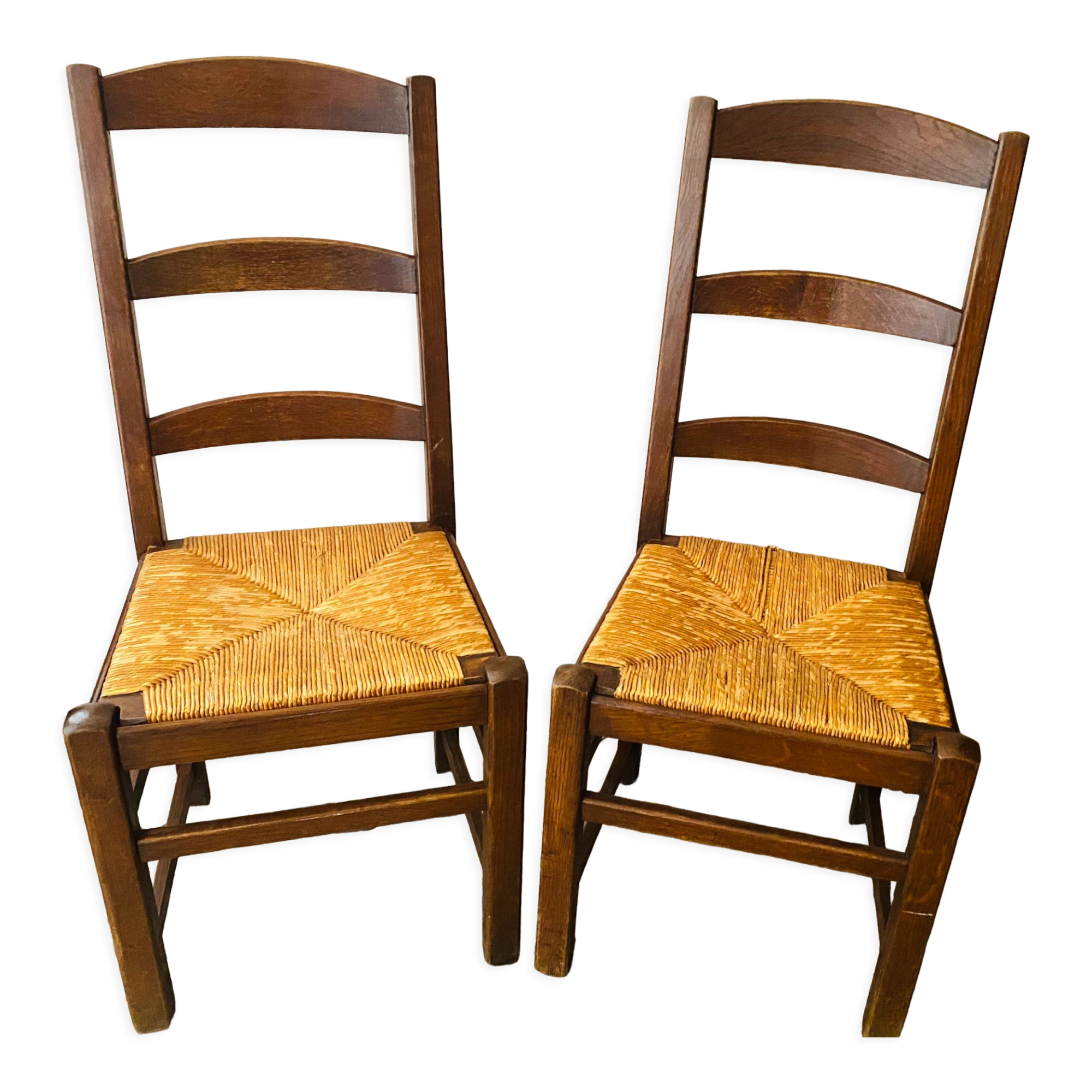 Lot de 2 chaise bois et paille