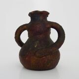 Polychrome terracotta pottery with 2 handles. 60s